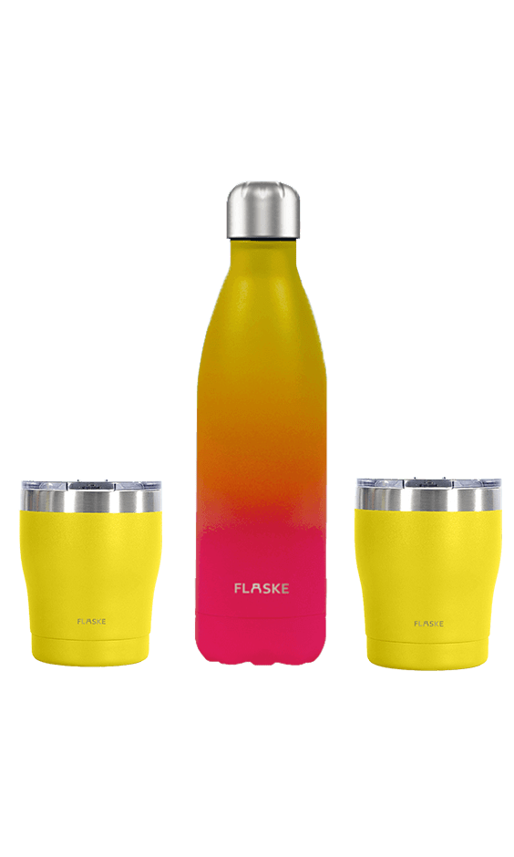 Bundle M - Gradient Sunset 750ml + 2x Sand Coffee Cup 250ml